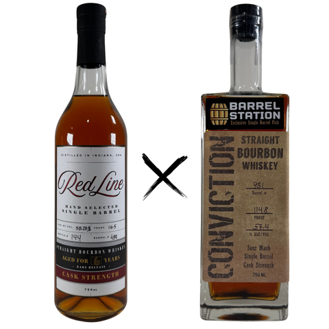 Conviction & Red Line x Barrel Station 6 Year Old Single Barrel Selection 2 Pack Bundle 750ml