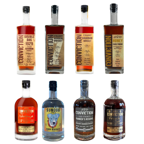 Conviction Bourbon Whiskey Full Bottle Lineup 750ml
