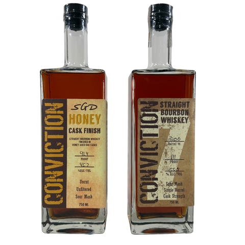 Conviction 7 Year Old & Honey Cask Finish Straight Bourbon Whiskey 2 Pack Bundle 750ml